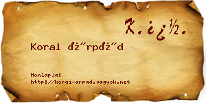 Korai Árpád névjegykártya