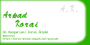 arpad korai business card