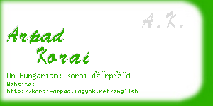 arpad korai business card